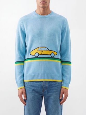 J.W.Anderson Maglia a girocollo in cotone con motivo a righe e stampa