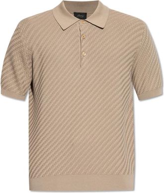 Brioni Polo met logo - Heren - Polos - Beige - M - Katoen - Tops