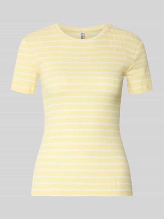 Pieces Slim Fit T-Shirt aus Baumwoll-Mix Modell RUKA in Hellgelb, Gr&ouml;&szlig;e XL