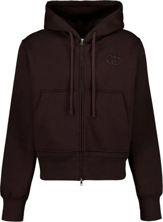 Gucci hoodie zip-up sweater - men - Cotton - L - Brown