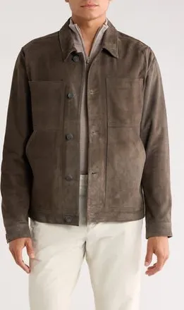 Nordstrom Suede Utility Jacket in Grey Charcoal at Nordstrom Rack, Size Xx-Large