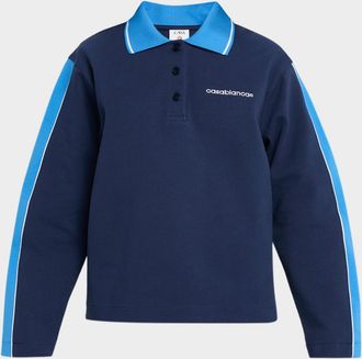 Casablanca Striped Raglan-Sleeve Crop Hoodie