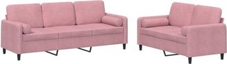 vidaXL Vidaxl - Juego De Sof&aacute;s Con Cojines 2 Piezas Terciopelo Rosa