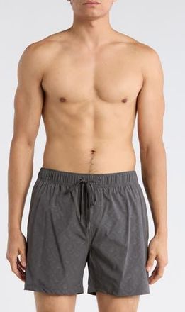 Vintage Summer Swimwear Embossed Print Stretch Volley Swim Shorts in Dark Grey at Nordstrom Rack, Size Xx-Large