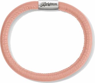 Brighton Woodstock Leather Bangle Bracelet In Sand Pink
