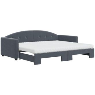 vidaXL Vidaxl - Sof&aacute; Cama Nido Con Colch&oacute;n Terciopelo Gris Oscuro 90x190 Cm