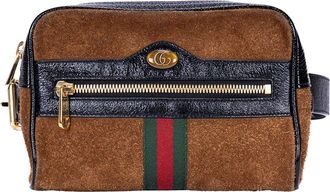 Gucci Brown Suede Leather Web Ophidia Belt Bag (Authentic Pre-Loved)