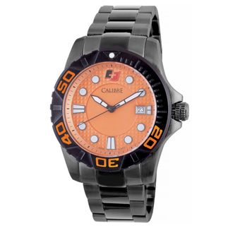 Calibre Mens Akron Swiss Made Movement Watch Black Stainless Steel Strap Orange Dial - One Size