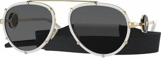 Versace Womens Ve2232 Aviators Runway Non-Polarized Sunglasses In White