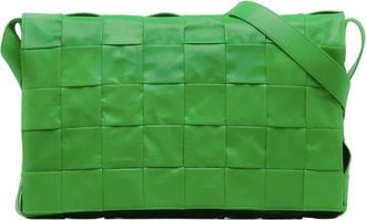 Bottega Veneta Pre-owned Maxi Intrecciato Cassette Crossbody Bag - Dames - Vintage Schoudertas - Groen - ONE Size - Leer - Vintage