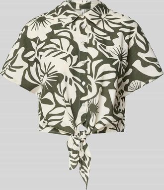 Only Cropped Hemdbluse aus Viskose-Baumwoll-Mix mit Leinen Modell JAKIRI in Oliv, Gr&ouml;&szlig;e XS