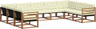 vidaXL Conjunto De Sof&aacute;s De Exterior 9 Uds. Natural Y Crema Vidaxl