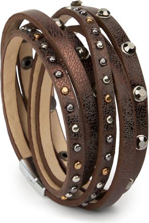 Saachi Studded Faux Leather Wrap Bracelet in Brown at Nordstrom Rack