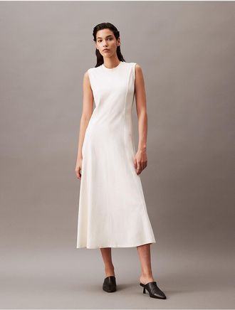 Calvin Klein Jeans Calvin Klein Womens Cotton Jersey A-Line Midi Dress - White - XS