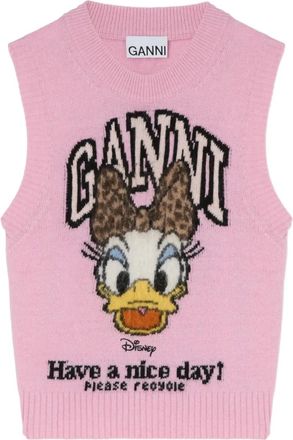 Ganni x Disney top met grafische print - Roze