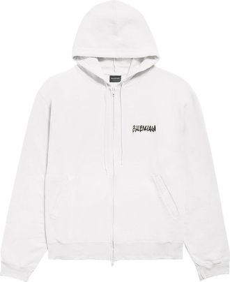 Balenciaga Oversized Zip-Up Hoodie - Heren - Vesten met rits - Wit - S - Katoen - Hoodies & sweatvesten