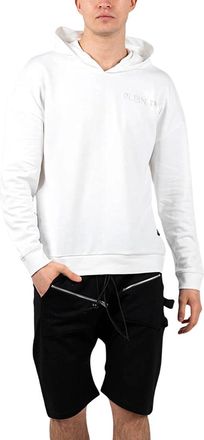 Plein Sport Mens Philipp Block Logo On Chest White Hoodie Cotton - Size Medium