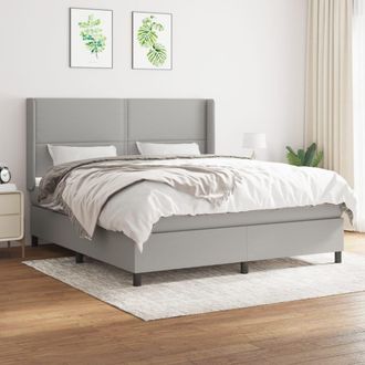 vidaXL Vidaxl - Cama Box Spring Con Colch&oacute;n Tela Gris Claro 180x200 Cm