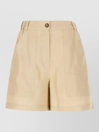 Max Mara linen shorts belt loops elastic waistband