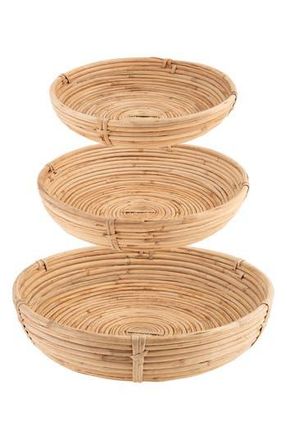 Karma Gifts Set of 3 Round Rattan Bowls in Brown at Nordstrom Rack