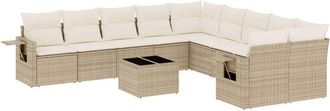 vidaXL Set De Sof&aacute;s De Jard&iacute;n 11pzas Con Cojines Rat&aacute;n Sint&eacute;tico Beige Vidaxl