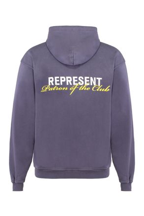 Represent Mens Hooded Sweatshirt Patron Of The Club Purple Cotton Jumpers Sweater