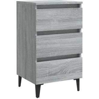 vidaXL Bed Cabinet with Metal Legs Grey Sonoma 40x35x69 cm Vidaxl