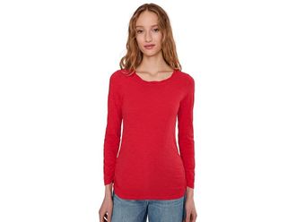 Mod-o-doc Long Sleeve Twisted Scoopneck T-Shirts Womens Clothing Rouge : LG (US 12-14), Cotton