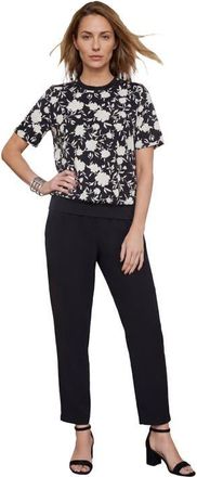 Jessica London Blouson Top in Black Bloom at Nordstrom, Size Small