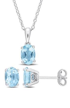 Delmar Sky Blue Topaz Stud Earrings & Pendant Necklace Set at Nordstrom Rack