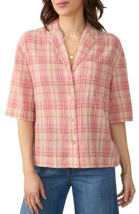 Faherty Canyon Haze Plaid Organic Cotton Gauze Camp Shirt in Terracotta Sunrise Plaid at Nordstrom Rack, Size Xx-Small