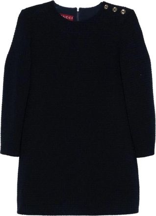 Gucci Wollen Boucl&eacute; Jurk - Dames - Kleedjes - Blauw - XL - Wol - Kleedjes