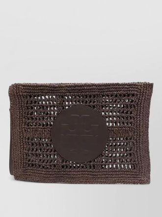 Tory Burch ella clutch pouch woven logo handle