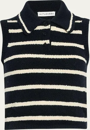 Altuzarra Elmer Striped Knit Sleeveless Polo Top