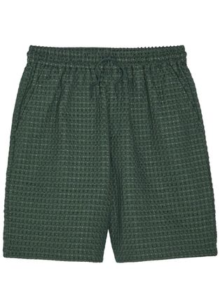 Les Deux Checked Seersucker Shorts - Green - XL