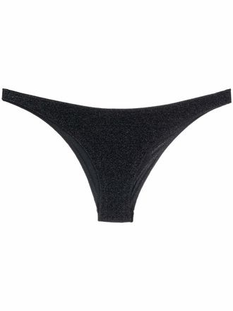 Os&eacute;ree glitter low-rise bikini bottoms - women - Polyamide/Metallic Fibre/Polyamide/Spandex/Elastane - S - Black