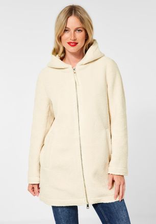 Street One Teddy Kapuzenmantel - cool cream