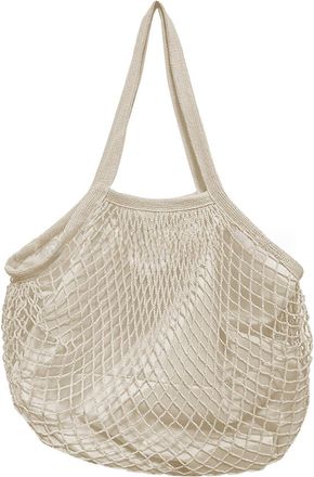 Generic Reusable Mesh Tote - Cotton Shoulder Bags, Shopping Bags, Stretchable Produce Carrier, Logical Organizer | Large Cotton Mesh Tote with Long Handles fo