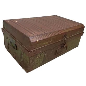 Wanderlust Deco Maleta De Metal Acabado Artesanal Marr&oacute;n 67x37x25h Cm