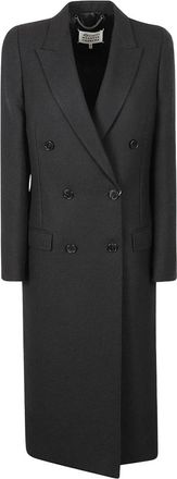 Maison Margiela Dubbele-Rij Mantel van Scheerwol - Dames - Mantel - Zwart - XS - Wol - Jassen