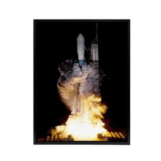 Artery8 NASA Kepler Telescope Delta Rocket Launch Framed Canvas Wall Art Print in Black | Size: W24 x H32