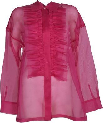 P.A.R.O.S.H. Shirts - Dames - Blouses - Roze - S - Leer - Overhemden