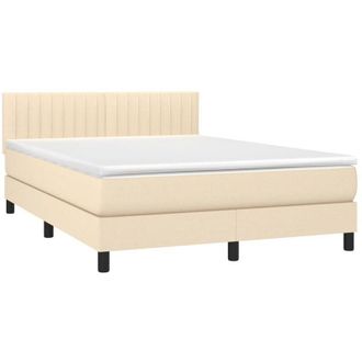 vidaXL Cama Box Spring Con Colch&oacute;n Tela Color Crema 140x200 Cm Vidaxl