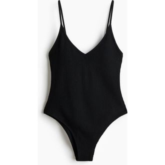 H&M Padded-cup High Leg Swimsuit in Black at Nordstrom, Size X-Large