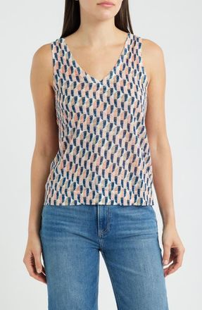 Nic+Zoe Print Ramie Blend Sweater Tank in Pink Multi at Nordstrom, Size Xx-Large