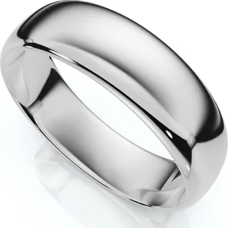 Pompeii3 6mm Dome High Polished Wedding Band 14K White Gold Size Selectable
