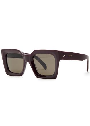 Celine Eyewear Triomphe Square-frame Womens Designer Sunglasses Brown - Brown Havana - One Size