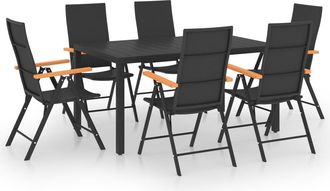 vidaXL Juego De Comedor Para Jard&iacute;n 7 Piezas Negro Y Marr&oacute;n Vidaxl