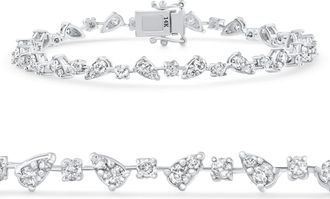 Pompeii3 3.43Ct 14k White Gold Natural Real Diamond Pear Frame Tennis Bracelet 7 Womens