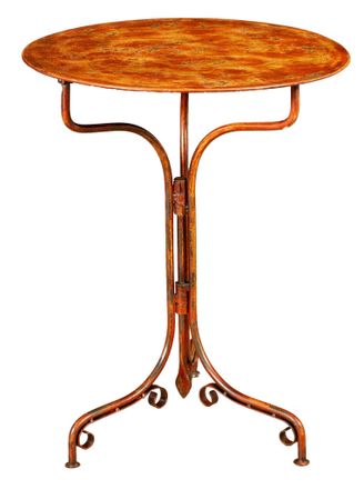Biscottini International Mesa De Hierro Forjado Con Acabado Rojo Antiguo